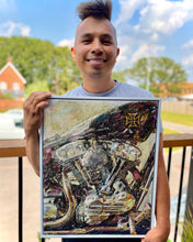 Load image into Gallery viewer, Albie The Artist, motorcycle art biker